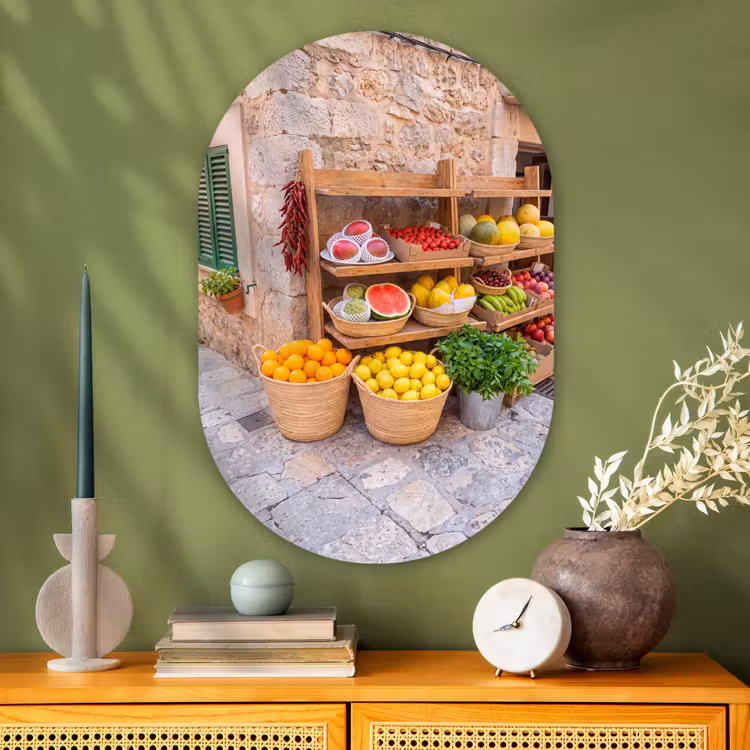 Muurovaal glas - Fruit - Markt - Vers - Fruit - Markt - Vers Wandcirkel Ovaal Glas middel