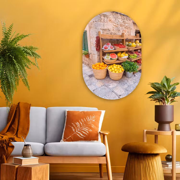 Muurovaal glas - Fruit - Markt - Vers - Fruit - Markt - Vers Wandcirkel Ovaal Glas middel