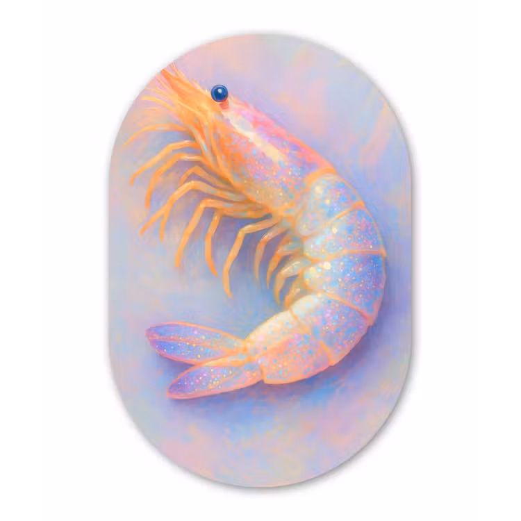 Garnaal - Subtiele structuur - Blauw - Roze Wandcirkel Ovaal Glas middel -3d