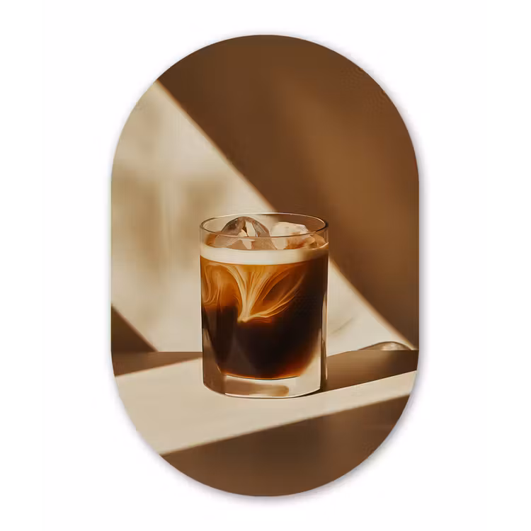 Glas - Ijskoffie - Schaduw - Bruin Wandcirkel Ovaal Glas middel -3d