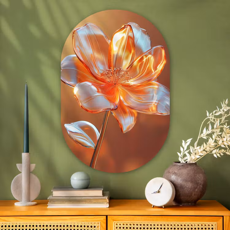 Glazen - Bloem - Zonlicht Wandcirkel Ovaal Glas middel -sfeer2