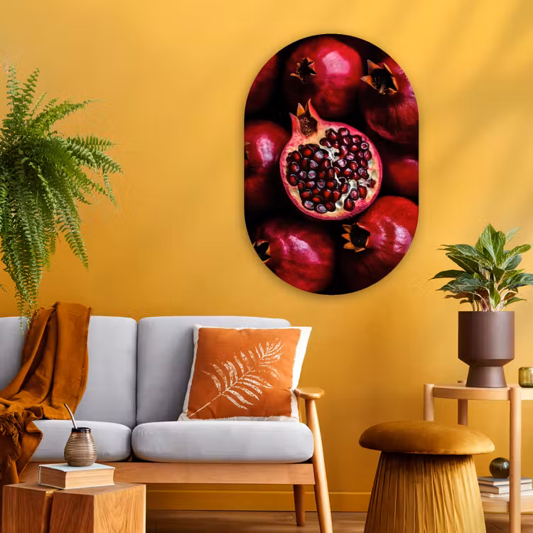 Granaatappel - Rood - Fruit Wandcirkel Ovaal Glas middel -sfeer4