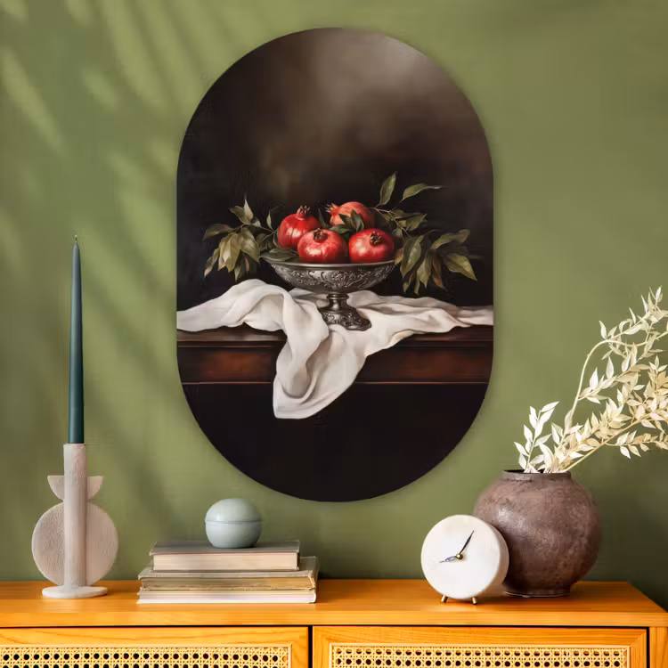 Granaatappels - Klassiek - Vintage Wandcirkel Ovaal Glas middel -sfeer2