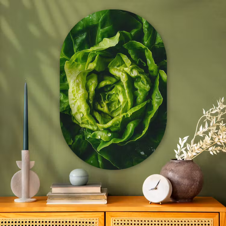 Groente - Sla - Groen Wandcirkel Ovaal Glas middel -sfeer2