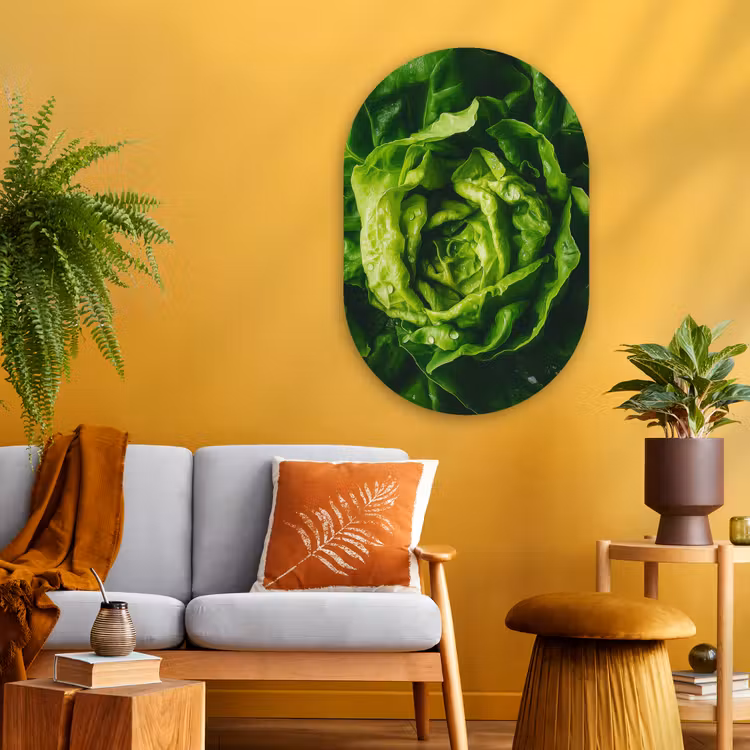 Groente - Sla - Groen Wandcirkel Ovaal Glas middel -sfeer4