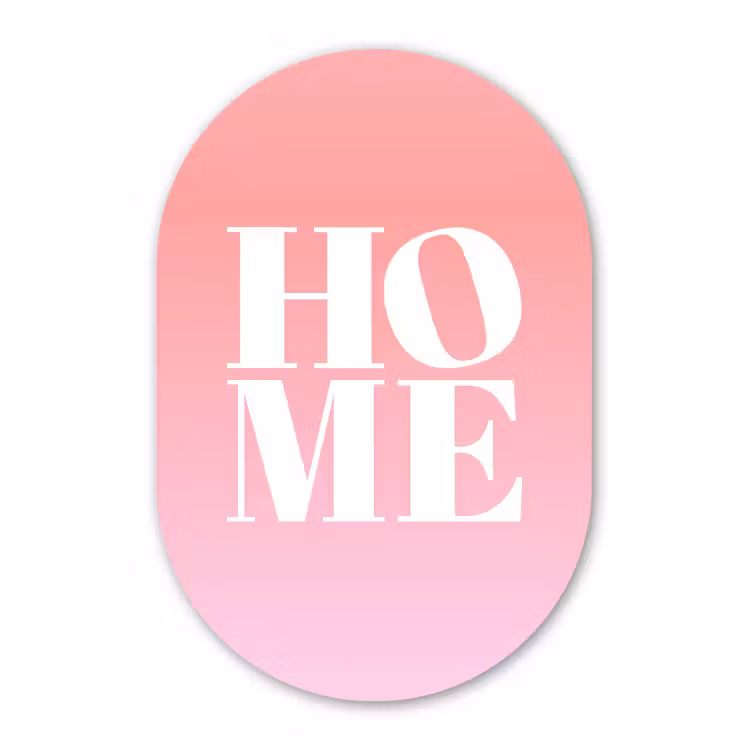 Home - Letters - Groot - Roze Wandcirkel Ovaal Glas middel -3d