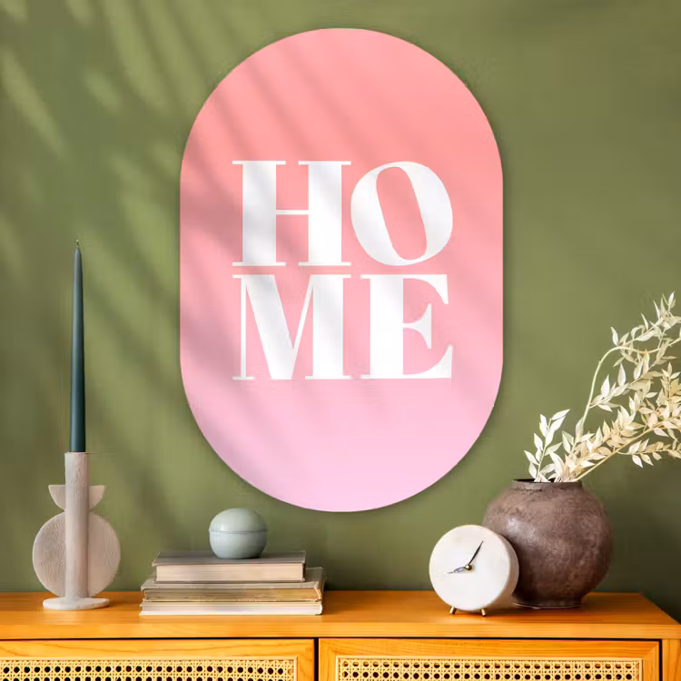 Home - Letters - Groot - Roze Wandcirkel Ovaal Glas middel -sfeer2