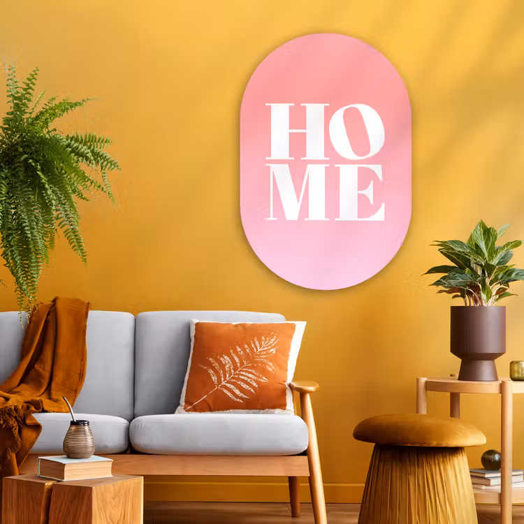 Home - Letters - Groot - Roze Wandcirkel Ovaal Glas middel -sfeer4