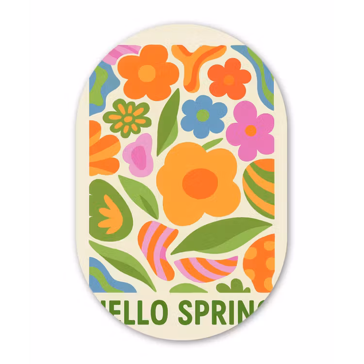 Illustratie - Bloemen - Quote - Kleurrijk Wandcirkel Ovaal Glas middel -3d