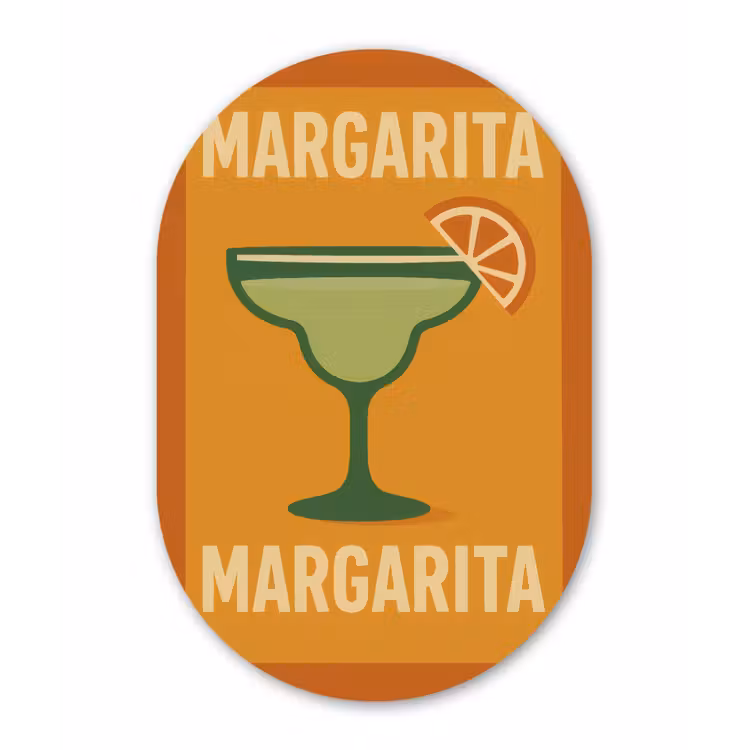 Illustratie - Margarita - Sinaasappelschijf - Oranje Wandcirkel Ovaal Glas middel -3d