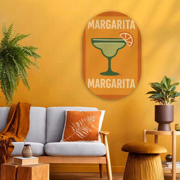 Illustratie - Margarita - Sinaasappelschijf - Oranje Wandcirkel Ovaal Glas middel -sfeer4