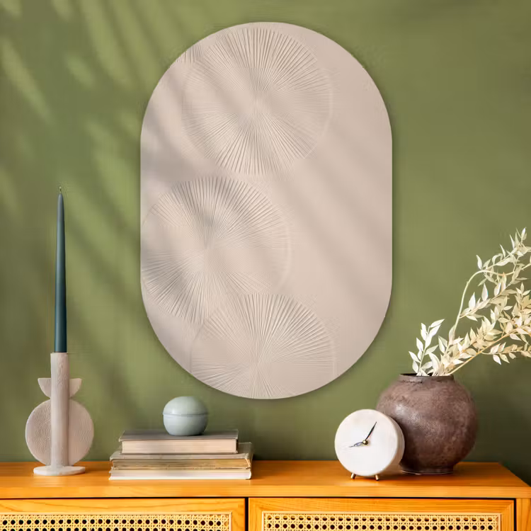 Japandi - Beige - Modern Wandcirkel Ovaal Glas middel -sfeer2