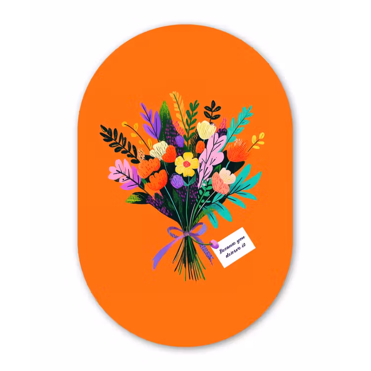 Kaartje - Boeket - Bloemen Wandcirkel Ovaal Glas middel -3d