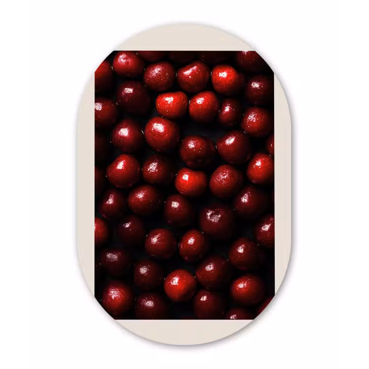 Kersen - Rood Wandcirkel Ovaal Glas middel -3d