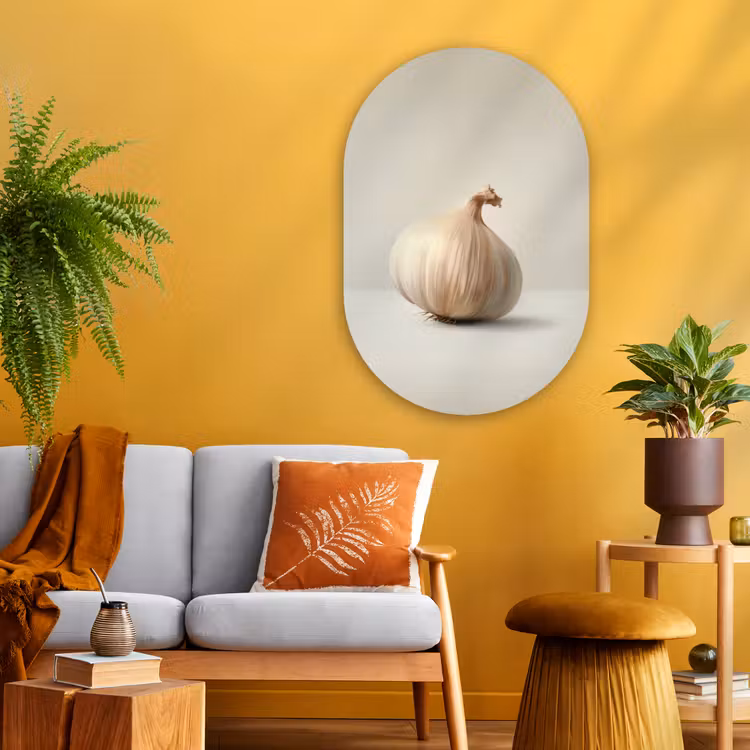 Knoflook - Natuurlijk - Beige Wandcirkel Ovaal Glas middel -sfeer4