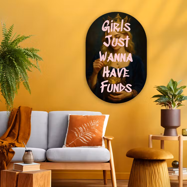 Kroon - Vrouw - Jurk - Opvallend Wandcirkel Ovaal Glas middel -sfeer4