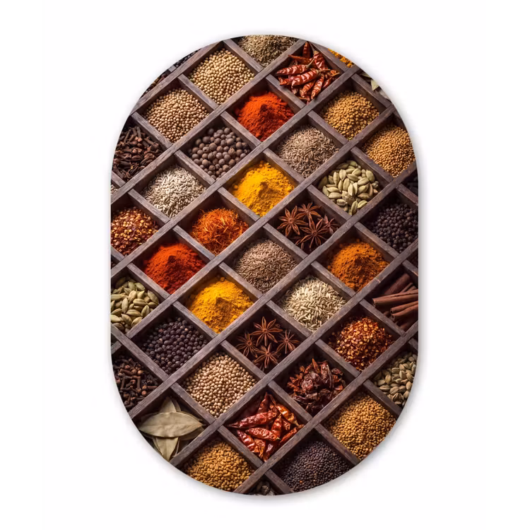 Muurovaal glas - Kruiden - Houten - Eten - Kruiden - Houten - Eten Wandcirkel Ovaal Glas middel