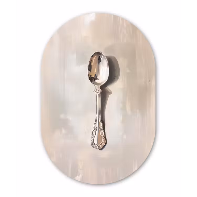 Lepel - Verf - Zilver Wandcirkel Ovaal Glas middel -3d