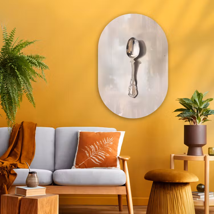 Lepel - Verf - Zilver Wandcirkel Ovaal Glas middel -sfeer4