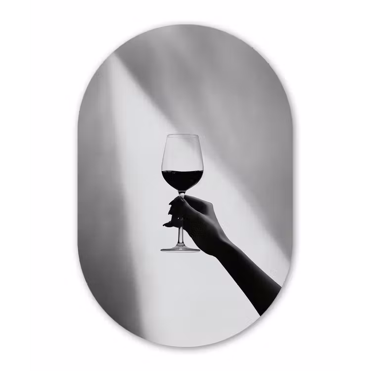 Lichtinval - Wijn - Rood - Glas Wandcirkel Ovaal Glas middel -3d