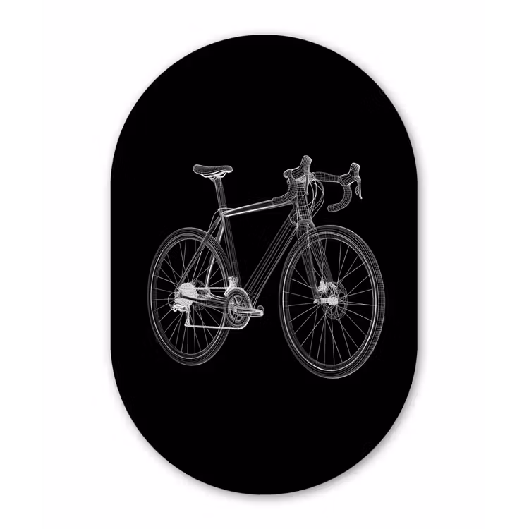 Lijnen - Illustratie - Wit Wandcirkel Ovaal Glas middel -3d