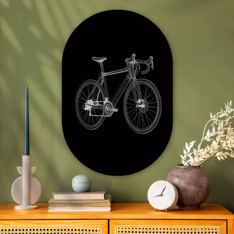 Lijnen - Illustratie - Wit Wandcirkel Ovaal Glas middel -sfeer2