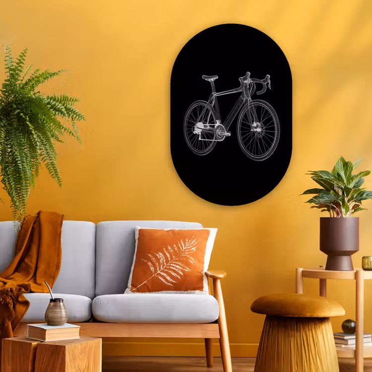 Lijnen - Illustratie - Wit Wandcirkel Ovaal Glas middel -sfeer4