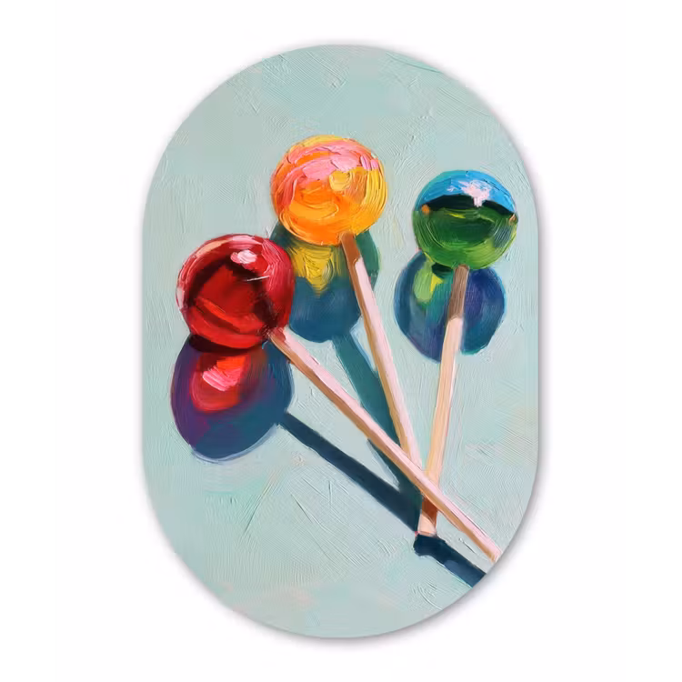 Lollys - Schaduw - Drie - Blauw Wandcirkel Ovaal Glas middel -3d