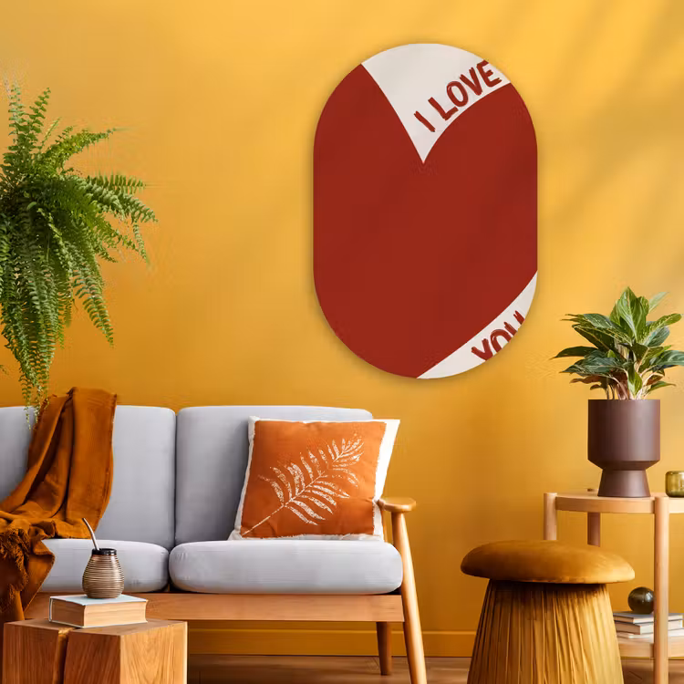 Loveyou - Rood - Hart Wandcirkel Ovaal Glas middel -sfeer4