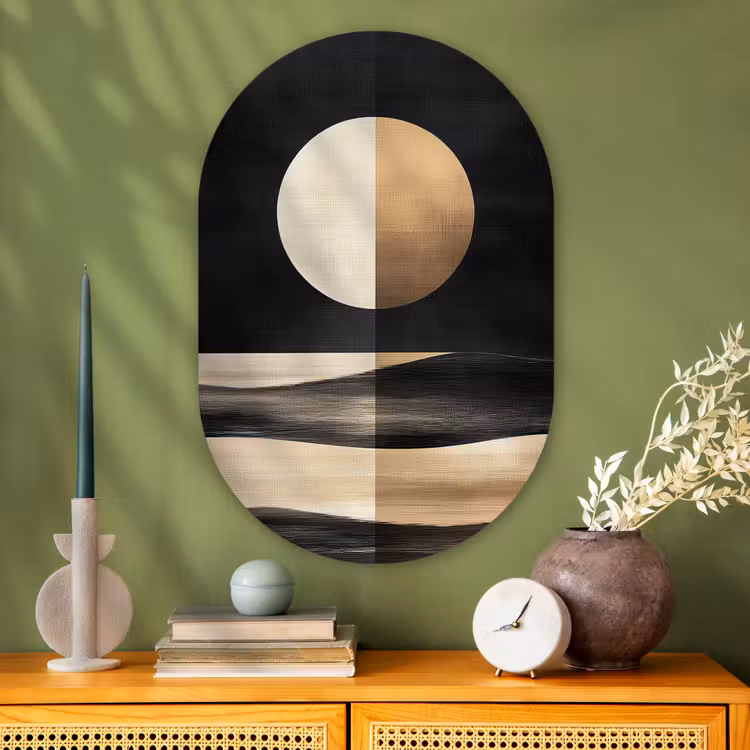 Maan - Cirkel - Goud Wandcirkel Ovaal Glas middel -sfeer2