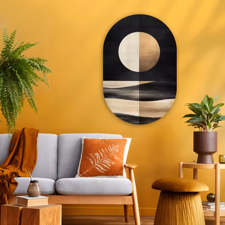Maan - Cirkel - Goud Wandcirkel Ovaal Glas middel -sfeer4