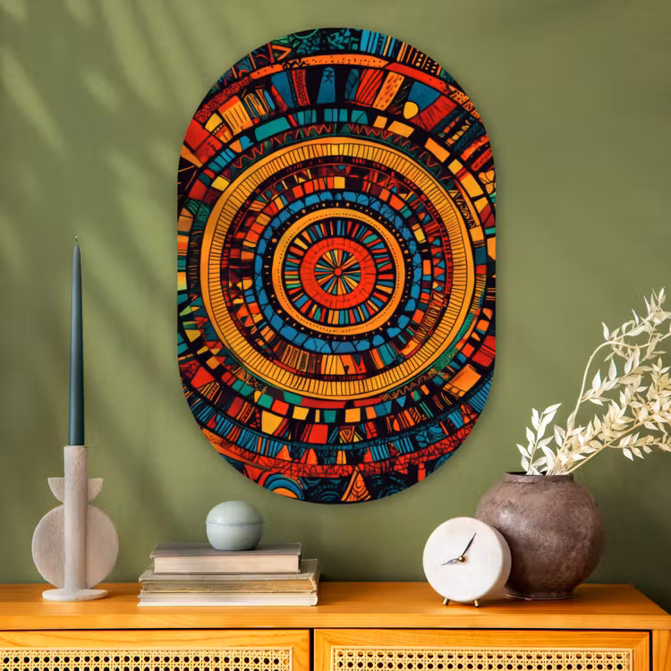 Mandala - Cirkels - Patronen Wandcirkel Ovaal Glas middel -sfeer2