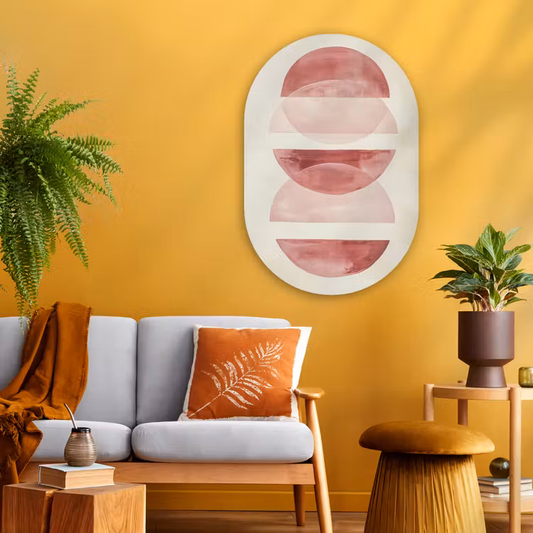 Minimalistisch - Cirkels - Roze Wandcirkel Ovaal Glas middel -sfeer4