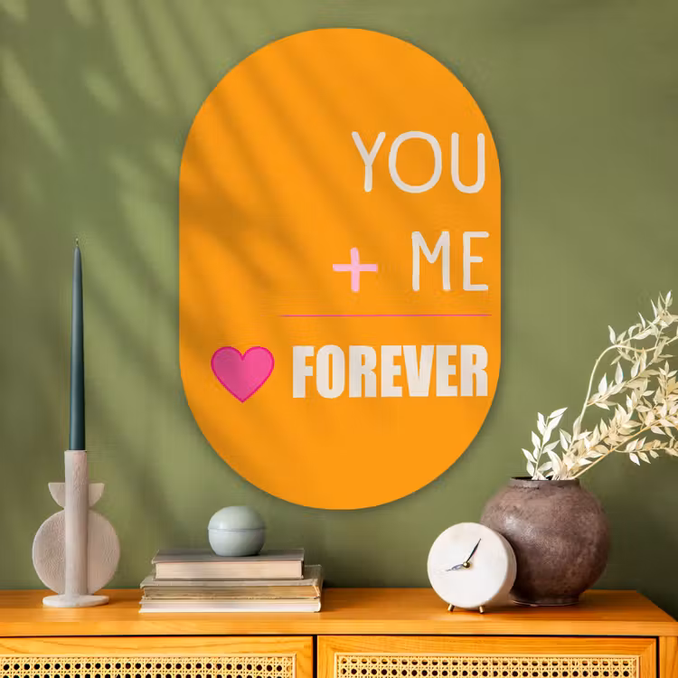 Oranje - Love - Valentijn Wandcirkel Ovaal Glas middel -sfeer2