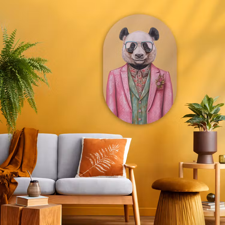 Panda - Pak - Zonnebril - Blauw Wandcirkel Ovaal Glas middel -sfeer4