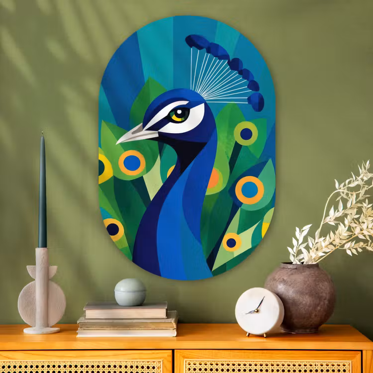 Pauw - Cirkels - Blauw Wandcirkel Ovaal Glas middel -sfeer2