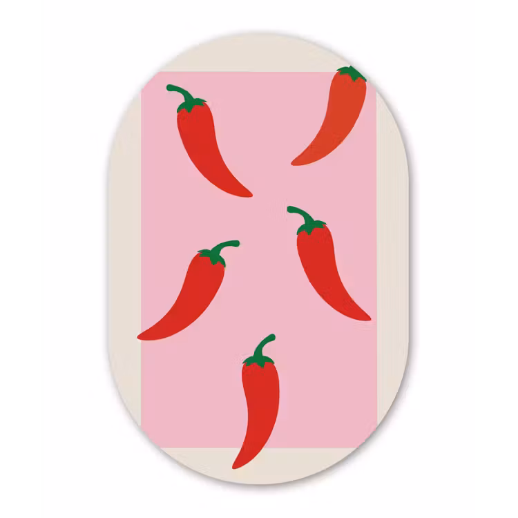 Pepers - Rood - Illustratie Wandcirkel Ovaal Glas middel -3d