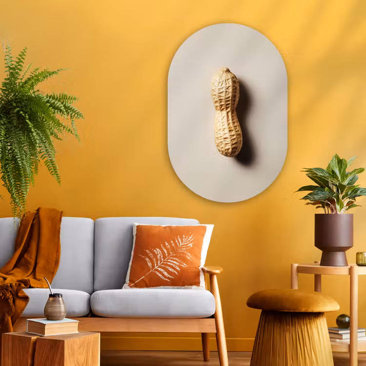 Pinda - Ruw - Beige Wandcirkel Ovaal Glas middel -sfeer4