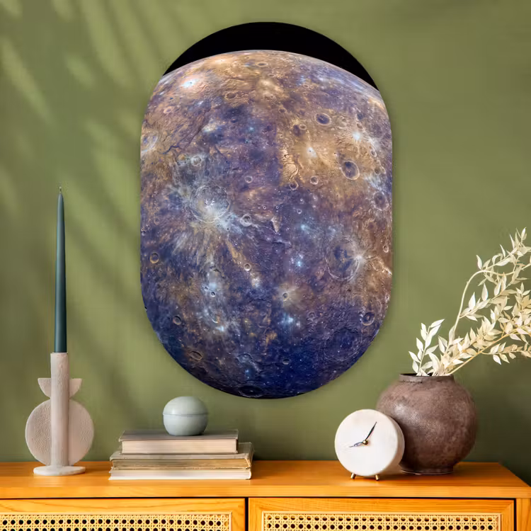 Muurovaal glas - Planeet - Kraters - Ruimte - Planeet - Kraters - Ruimte Wandcirkel Ovaal Glas middel
