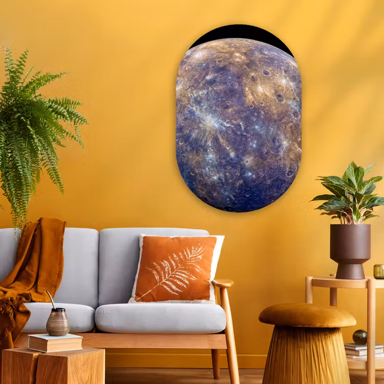 Muurovaal glas - Planeet - Kraters - Ruimte - Planeet - Kraters - Ruimte Wandcirkel Ovaal Glas middel