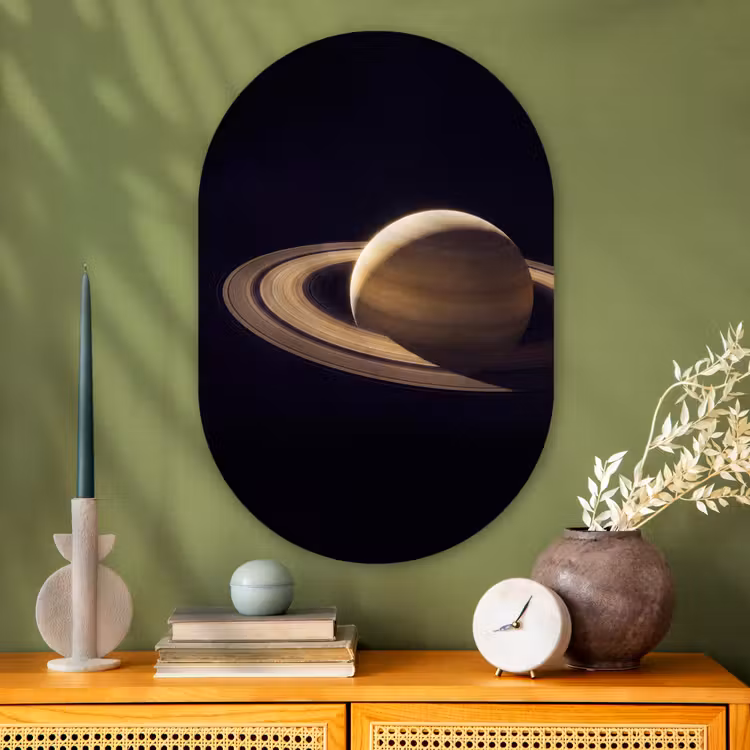 Muurovaal glas - Planeet - Ringen - Ruimte - Planeet - Ringen - Ruimte Wandcirkel Ovaal Glas middel