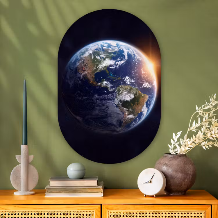 Muurovaal glas - Planeet - Ruimte - Kosmos - Planeet - Ruimte - Kosmos Wandcirkel Ovaal Glas middel