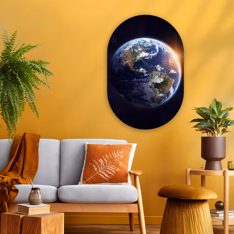 Muurovaal glas - Planeet - Ruimte - Kosmos - Planeet - Ruimte - Kosmos Wandcirkel Ovaal Glas middel
