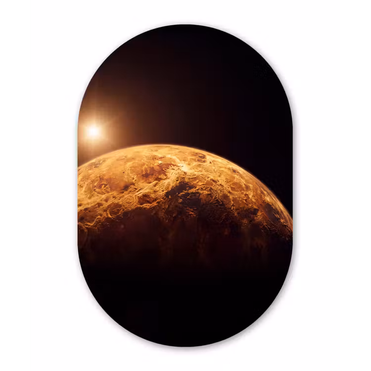 Muurovaal glas - Planeet - Ruimte - Oranje - Planeet - Ruimte - Oranje Wandcirkel Ovaal Glas middel
