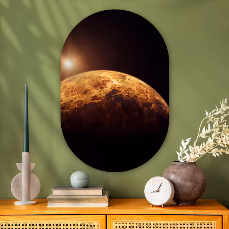 Muurovaal glas - Planeet - Ruimte - Oranje - Planeet - Ruimte - Oranje Wandcirkel Ovaal Glas middel
