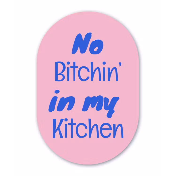 Quote - Blauw - Lettertype - Keuken Wandcirkel Ovaal Glas middel -3d