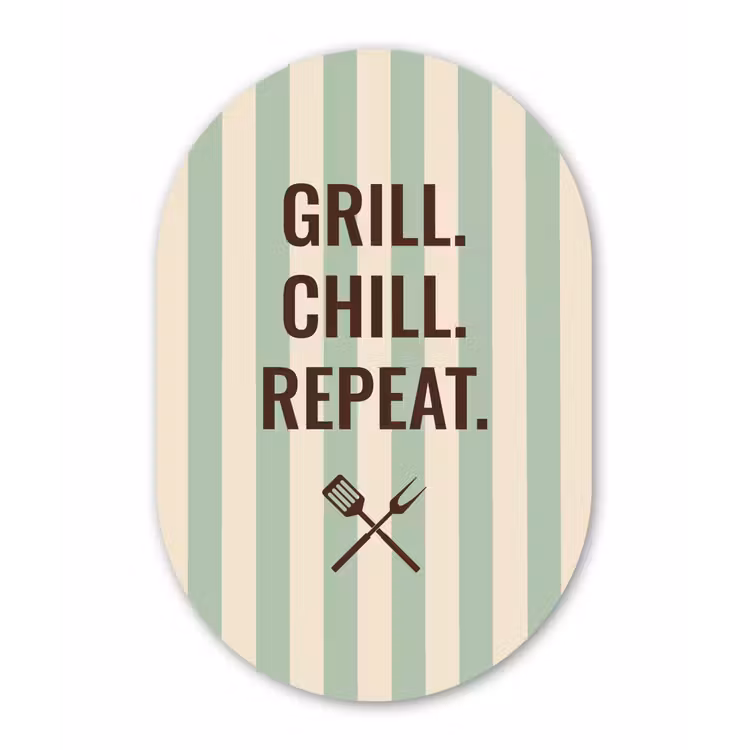 Quote - Strepen - Grill Wandcirkel Ovaal Glas middel -3d