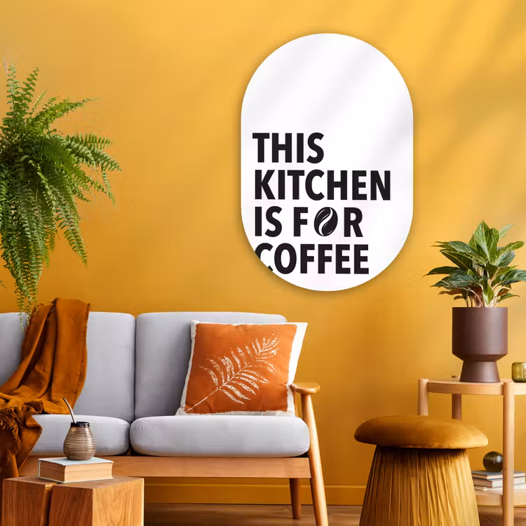 Quotes - Koffie - Bonen - Modern Wandcirkel Ovaal Glas middel -sfeer4