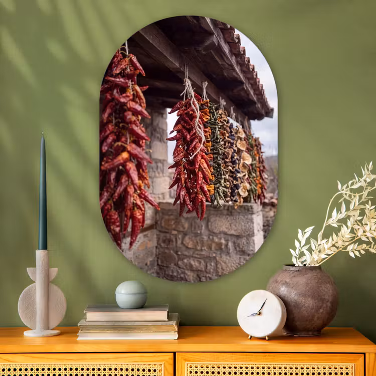 Muurovaal glas - Rode pepers - Eten - Rode pepers - Eten Wandcirkel Ovaal Glas middel
