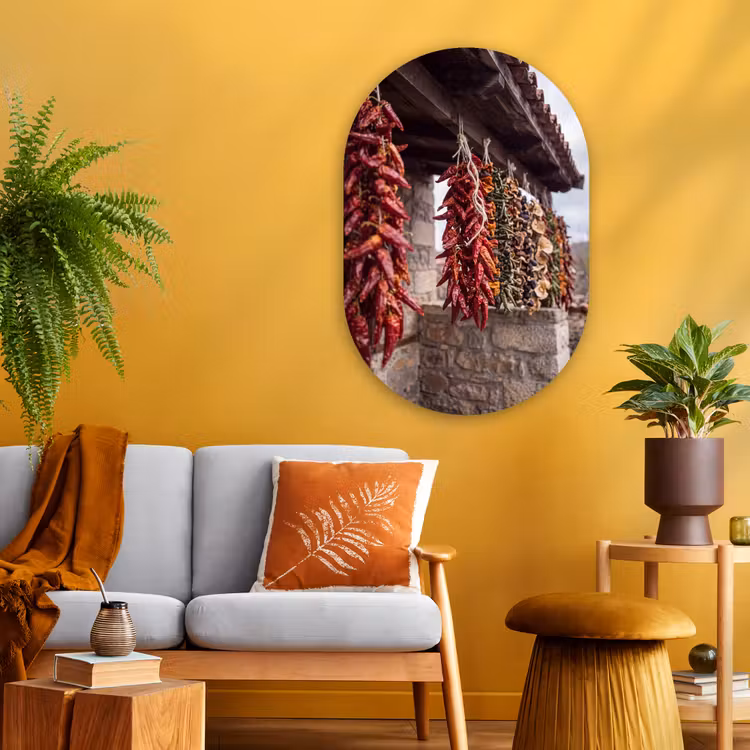 Muurovaal glas - Rode pepers - Eten - Rode pepers - Eten Wandcirkel Ovaal Glas middel